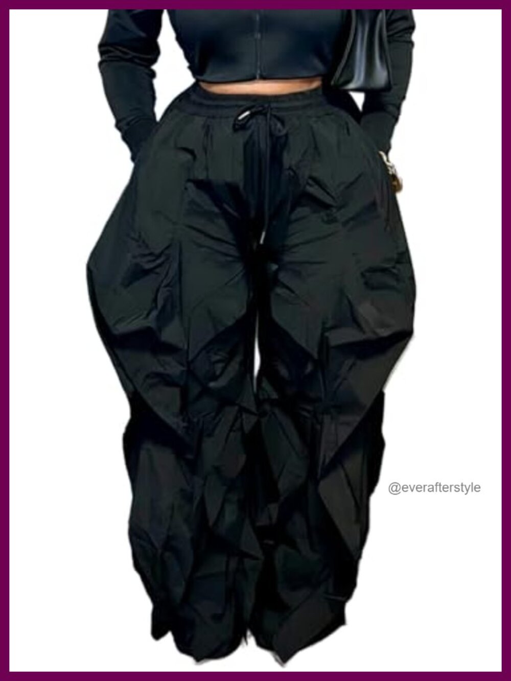 Women's Baggy Wide Leg Ruffle Parachute Barrel Sweatpants Joggers